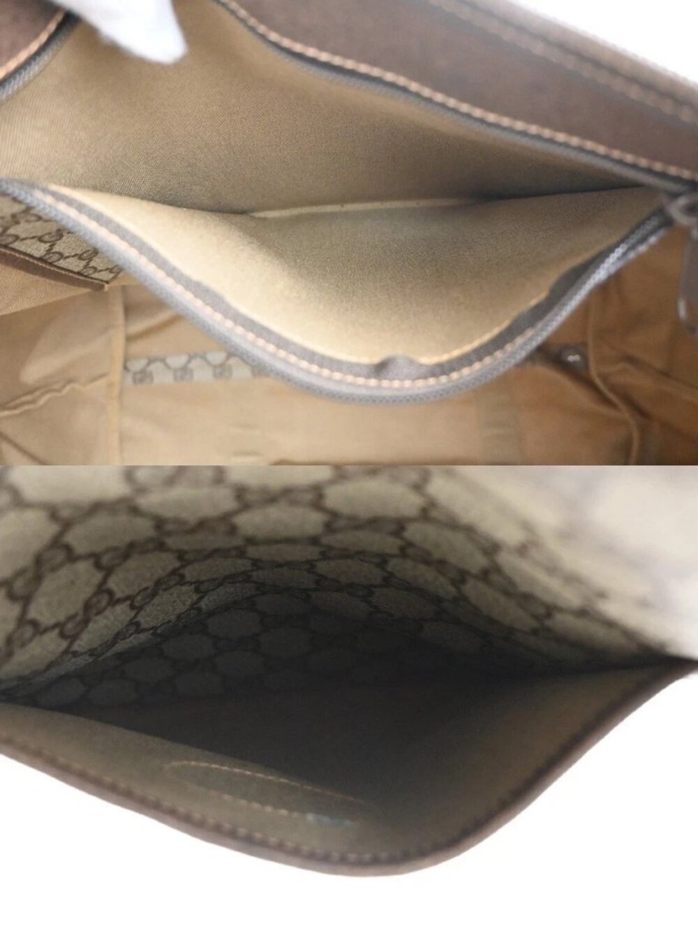 GUCCI Logo GG Sherry Line Boston Hand Bag PVC Leather Beige Italy 32MA454 - Picture 13 of 16